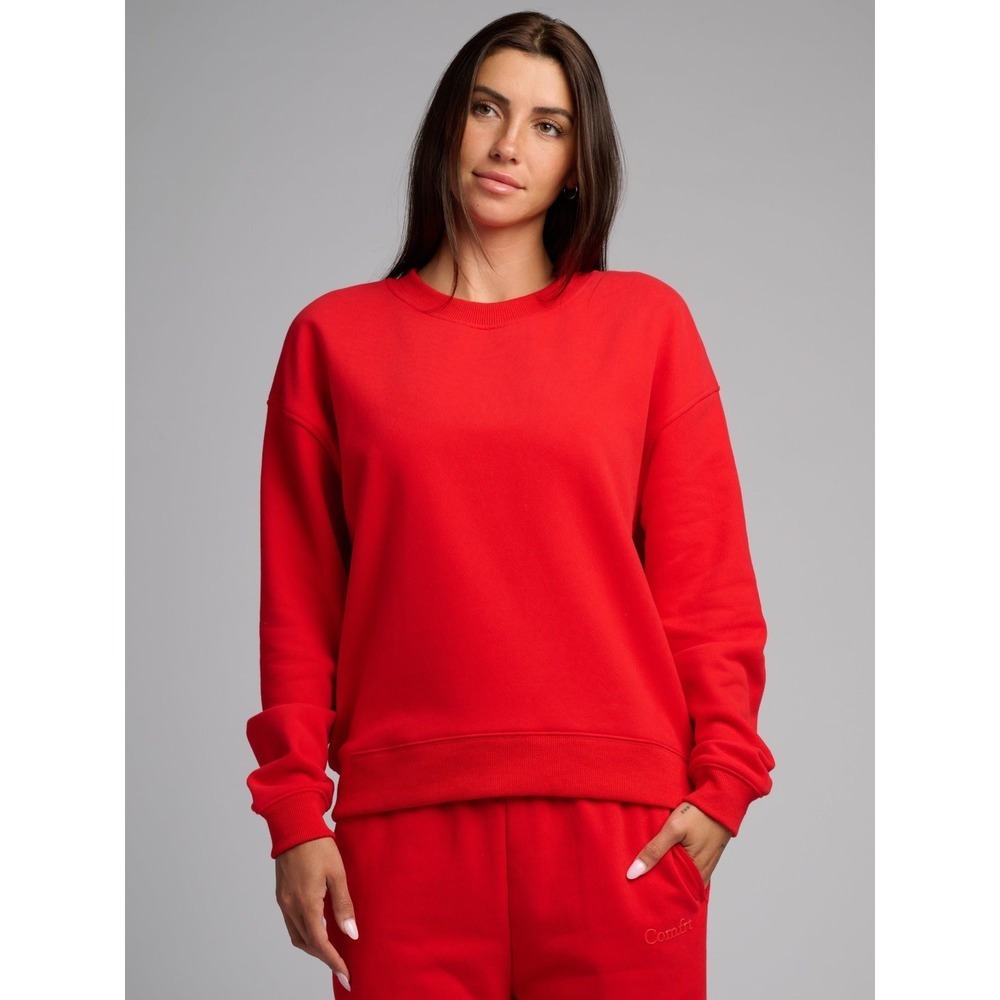 Comfrt Lightweight Fleece Crew Sweatshirt Crimson‎ Small New With Tags